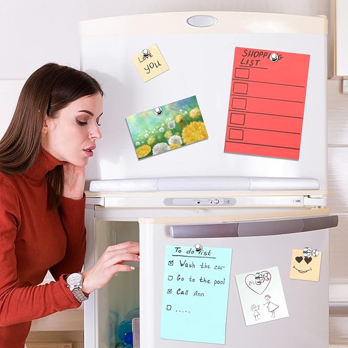 12Pack Fridge Magnets for Whiteboard Strong Refrigerator Magnets for Adult Small Push Pin Magnets for White Board Refrigerator Map Classroom Office Teacher Silver-DeskLoop Office