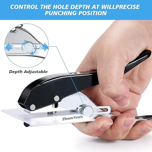 Single Hole Punch - Heavy Duty Paper Puncher for Tags, Cards, Plastic, Cardboard - Portable Hand Held-DeskLoop Office