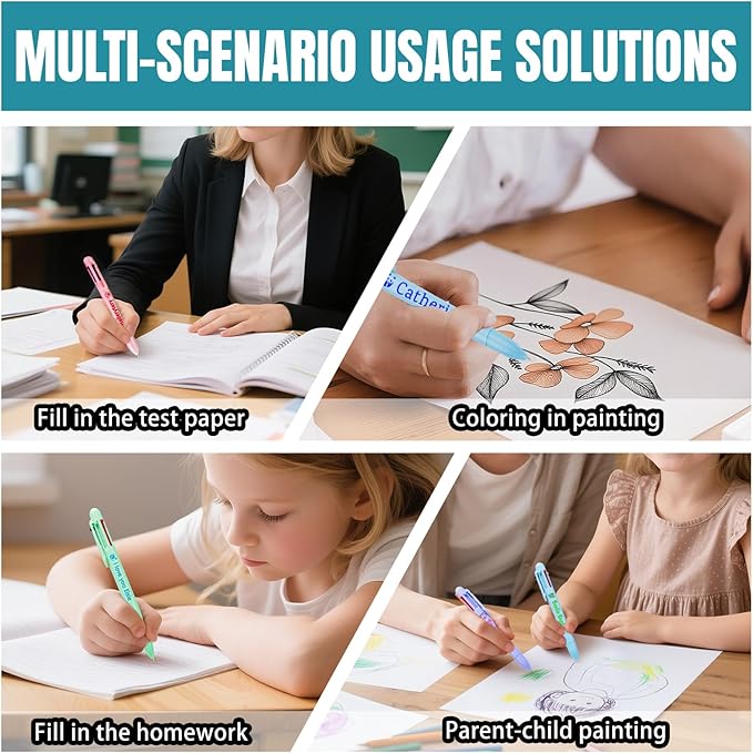 Custom 6-In-1 Multicolor Ballpoint Pen 0.5mm Tip Personalized Pens with Text Logo Name Printed Customized Pens Gift for Businesses School Office Employee Exhibition, 1PC-DeskLoop Office