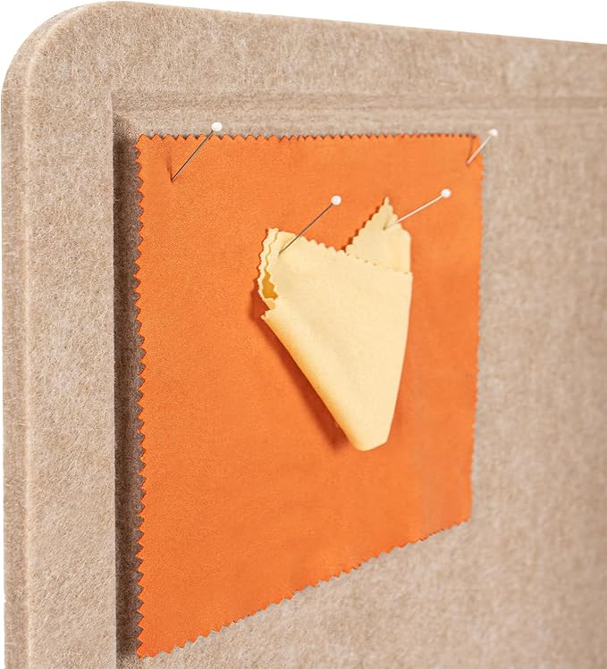 Large Bulletin Board - 60 x 48 Inches, Decorative Felt Pin Board for Wall - 5' x 4' Foldable Photo Display Board with Self-Adhesive Tape, Includes 20 Push Pins - Beige Brown