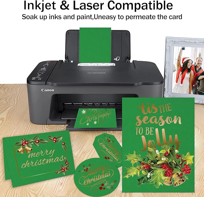 100 Sheets Green Cardstock 8.5 x 11, Goefun 80lb Green Card Stock Thick Printer Paper for Christmas Cards Making, Invitations and Craft-DeskLoop Office