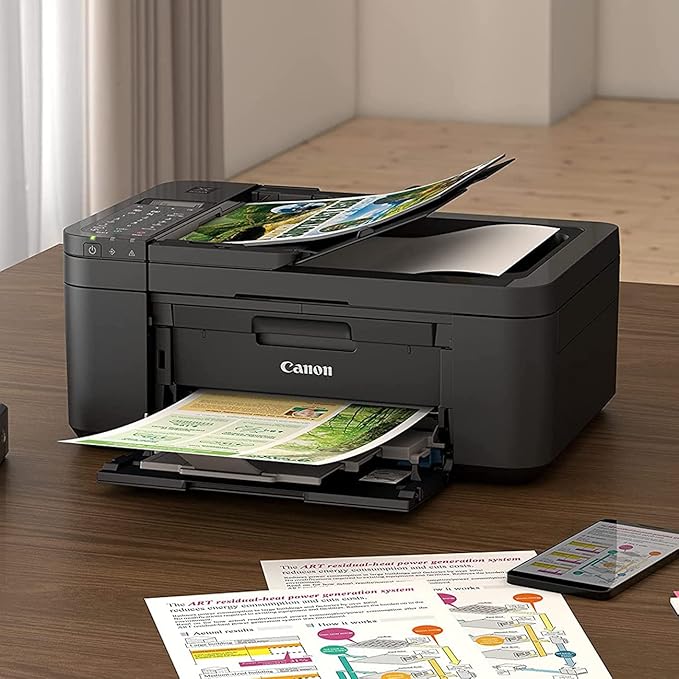 Canon PIXMA TR4720 All-in-One Wireless Printer with Auto Document Feeder, Mobile Printing, Copy, Fax and Scanner Black 5074C002 Bundle with DGE USB Connection Cable + Small Business Software Kit-DeskLoop Office