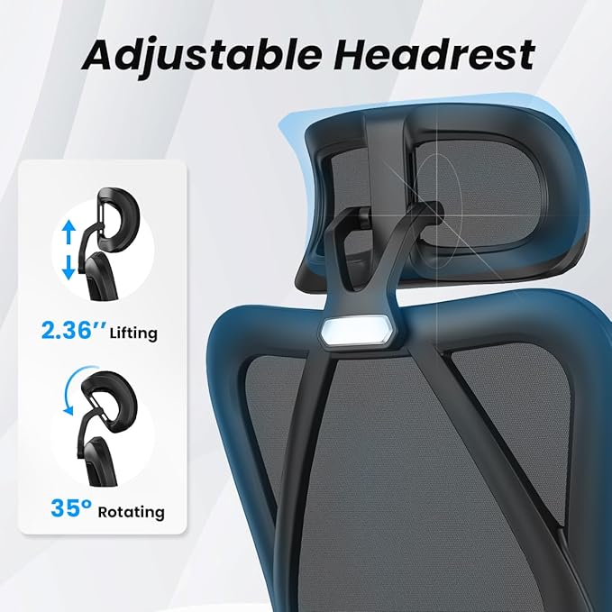 Farini Ergonomic Office Chair with Footrest, Mesh Office Desk Chair with Headrest, High Back Computer Chair with Adjustable Lumbar Support.for Home Office Study Room Bedroom (Black)-DeskLoop Office