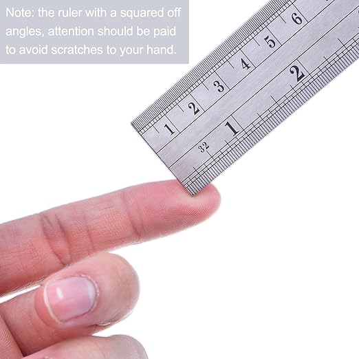 Eboot Stainless 2 Pack Steel Ruler 6 Inch and 12 Inch Metal Rule Kit with Conversion Table-DeskLoop Office