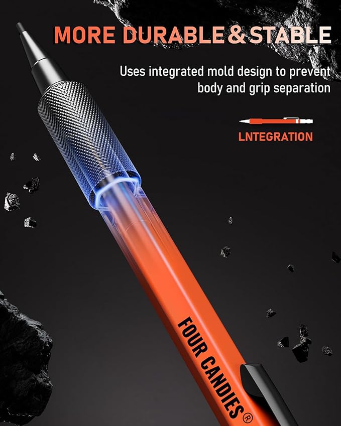 Four Candies 3PCS 1.3mm Mechanical Pencil Set with Case, Metal Heavy Duty Carpenter Pencils with 72 Refill(Red,Black,Yellow) 3Eraser, 16Eraser Refill, Weatherproof Body Outdoor Woodworking Marking-DeskLoop Office