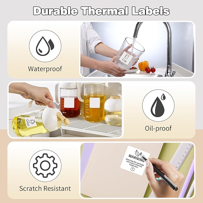 3 Rolls Phomemo Thermal Labels- 1.57''x 1.57'' Sticker Label Compatible for Phomemo M110/M220/M108/M250/M120/M150/M260 Thermal Printer, for Barcode, Address, Mailing, Black on White-DeskLoop Office