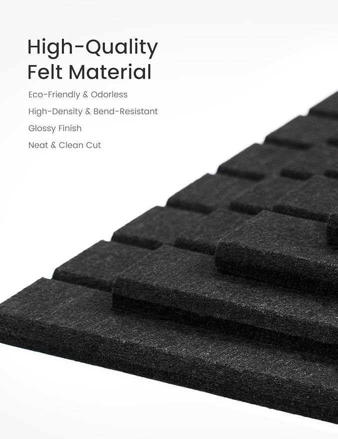 Bumusty Large Cork Board Alternative-36 x24 Felt Bulletin Board Tiles, with 30 Pushpins, 40 Adhesive Tabs, 6-Pack Slat Wall Paneling, Cork Boards for Office Push Pin Board Felt Board-Black-DeskLoop Office