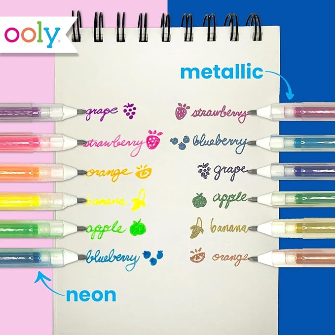 Ooly Yummy Yummy Scented Gel Pen Bundle of 24, Easter Activities for Kids, Includes 12 Glitter, Neon & 6 Metallic Gel Pens, Fun Pens for Kids School Supplies
