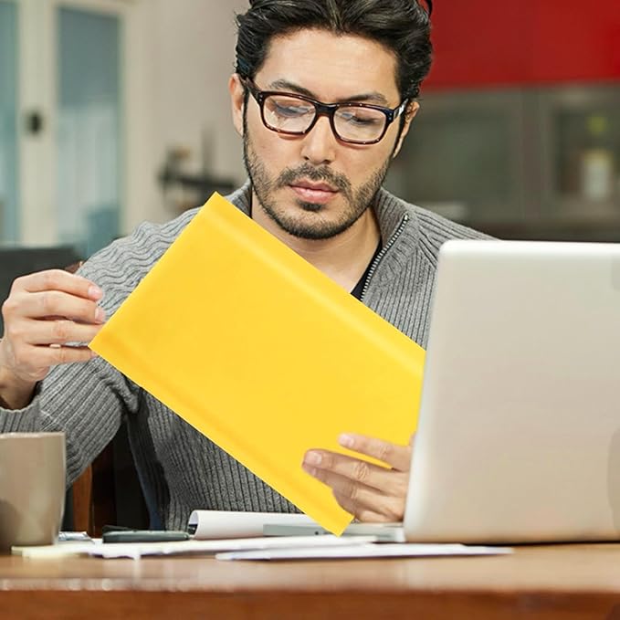 Kraft Bubble Mailers 6×10'' Inch 100 Pack Yellow Padded Envelopes Self-Sealing Mail Shipping Bags for Mailing Cards Jewelry Makeup and Small Business Packaging-DeskLoop Office