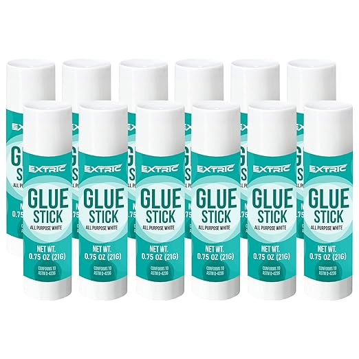EXTRIC Glue Sticks for Kids, White Glue Sticks Bulk Classroom 12 Count, 0.75 Ounce, Washable All Purpose, for Kids, School and Home-DeskLoop Office