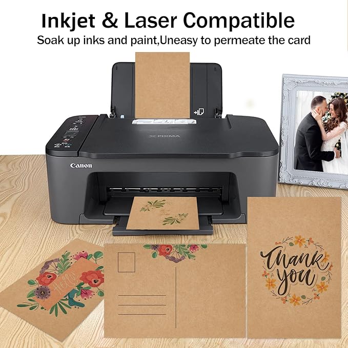 Brown Craft Cardstock 4x6 Blank Cards,Goefun 100 Pack 80lb Unruled Index Cards for Invitations, Business, Greetings, DIY-DeskLoop Office