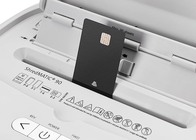 Dahle ShredMATIC SM 90 Auto-Feed Paper Shredder, Cross Cut, 90 Sheet Feed Tray, German Engineered, Jam Protection, Oil Free, SmartPower, P-4 Security, Shreds Staples/Paper Clips/Credit Cards-DeskLoop Office