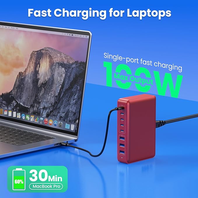 USB C Charger 300W USB C Charger Block 8-Ports GaN IV Fast Charging Station,PD 100W Laptop Charging Hub Wall Charge Adapter Compatible with MacBook/Air,DELL,Steam Desk,iPhone 16/15/14,Galaxy-DeskLoop Office