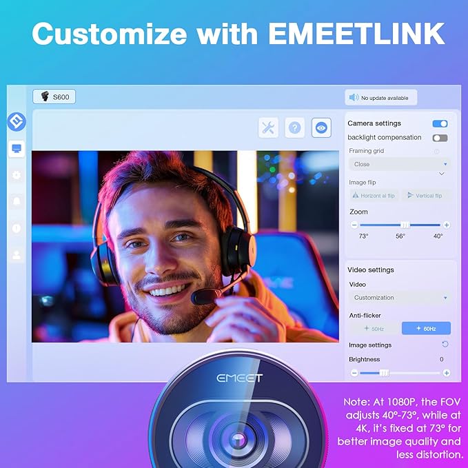 EMEET S600 4K Webcam with Tripod for Streaming - Sony 1/2.5'' Sensor, PDAF Autofocus, 1080P@60FPS, 2 Noise Reduction Mics, Built-in Privacy Cover, 73° FOV, Streaming Webcam for Product/Game/Beauty-DeskLoop Office