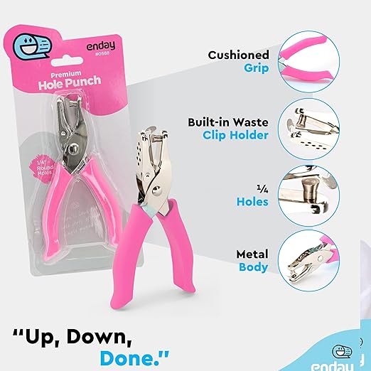 Emraw Premium Single Hole Paper Punch Cushion Grip Heavy Duty Hole Puncher for Greeting Cards Scrapbook Notebook Puncher Craft Paper Hand Tool Pack of 6-DeskLoop Office