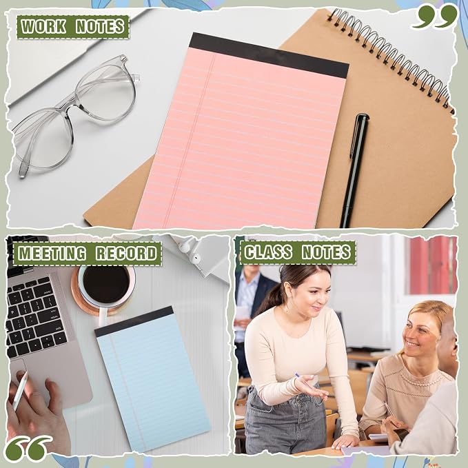 Lincia 12 Pcs 12 Pcs 5" x 8" Small Legal Pads Colored Lined Note Pads Narrow - Image 6