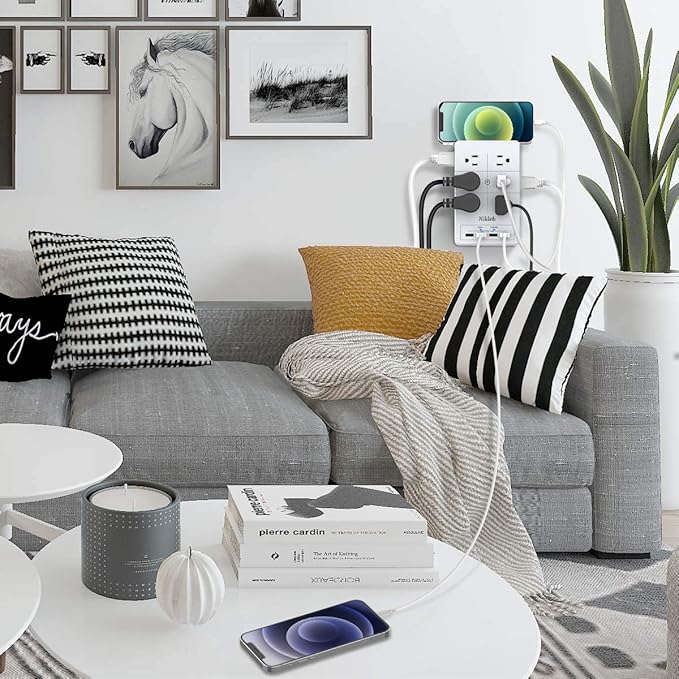 Surge Protector Nikleb 2-Pack, Multi Outlet Plug with 4 USB, Wall Charger Box Multiports Total 4.8A, Electrical Outlet Splitter, Plugs for Outlets Wall Mount, USB Power Adapter Low Profile-DeskLoop Office