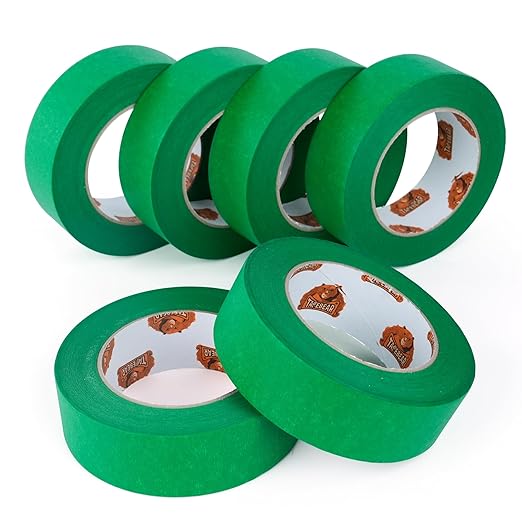 Green Painters Tape Multi-Surface Masking Tape 1.41 inch x 60 Yard, Indoor and Outdoor Painting Tape, Residue Free Easy Removal with Sharp Lines, Paint Tape for Walls, Auto, Home, 6Rolls-DeskLoop Office
