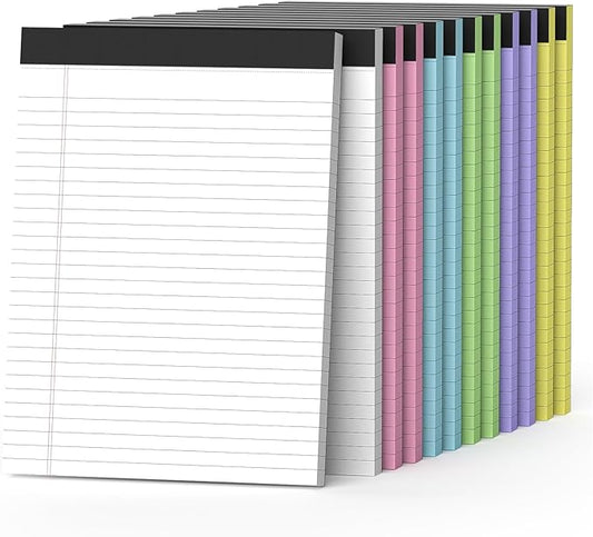 12 Pack Colored Legal Pads 8.5" x 11" Note Pads Wide Ruled Lined Paper with Micro-Perforated Writing Notebook 30 Sheets per Pad (360 Total Pages) Notepad for School, Office & Home Supplies-DeskLoop Office
