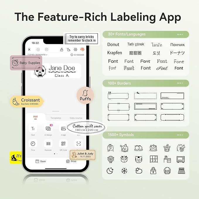 NIIMBOT Label Maker Machine Bluetooth Label Printer for School Home Office Organization, Wireless Mini Labeler D110 Upgraded Version, Label Machine with Label, Green-DeskLoop Office