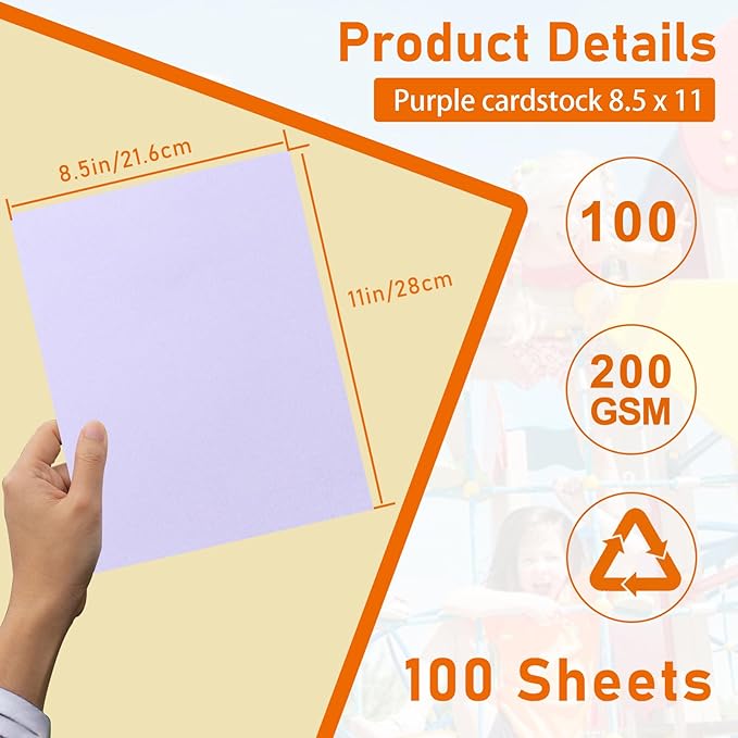 100 Sheets Purple Cardstock 8.5 x 11 Craft Paper, 75lb Light Purple Card Stock for DIY Cards Making, Wedding Invitations, Thank You Card, Bussine Cards, Certificates-DeskLoop Office
