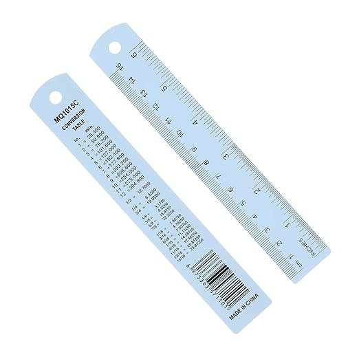 PATIKIL 15cm/6" Metal Ruler, 2 Pack Aluminum Alloy Rulers with Centimeters, Millimeters, Inches and Conversion Table Straight Edge Ruler for Writing Machinist Drafting, Blue-DeskLoop Office