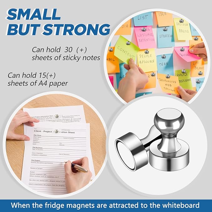 LOVIMAG 16Pcs Refrigerator Magnets for Whiteboard, Strong Fridge Magnets Adult, Small Magnetic Push Pins, Cruise Magnets for Metal Door, Fridge,Office, Classroom, Thumb Tacks Magnets for Locker-DeskLoop Office