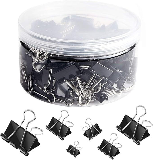 SANNIX 110 PCS Binder Clips Assorted Sizes, X Large, Large, Medium, Small, Mini and Micro, Binder Clips Paper Clamps for Office Home School-DeskLoop Office