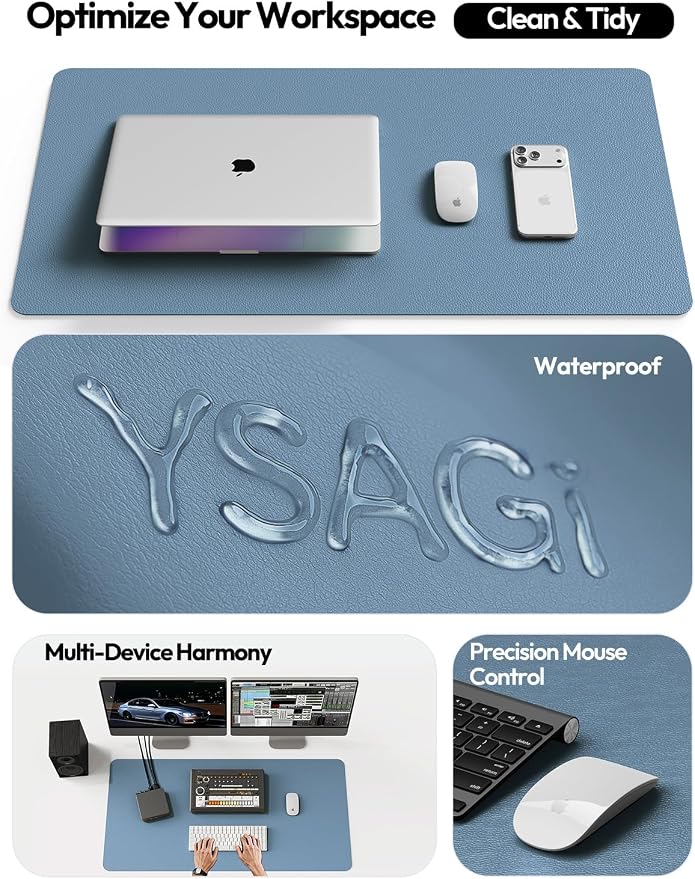 YSAGi Leather Desk Protector, Office Mat, Large Mouse Mat, Non-Slip PU Leather - Image 8