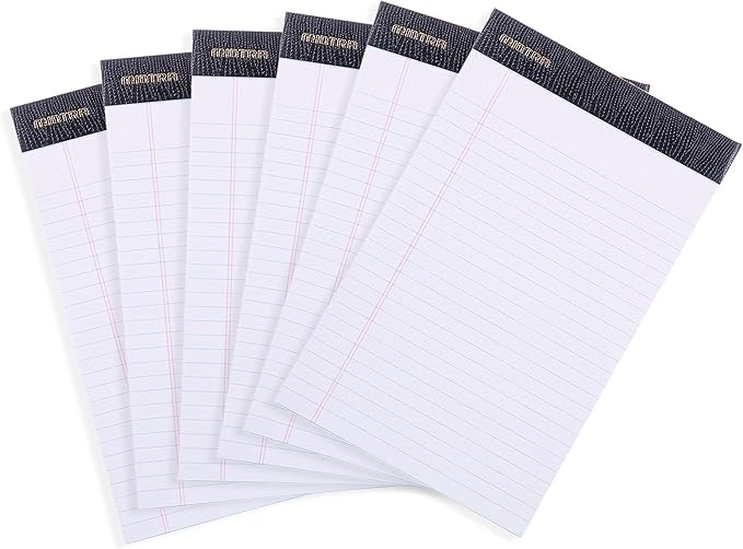 Mintra Office Legal Pads - ((PREMIUM WHITE 6pk, 5in x 8in, NARROW RULED))-DeskLoop Office