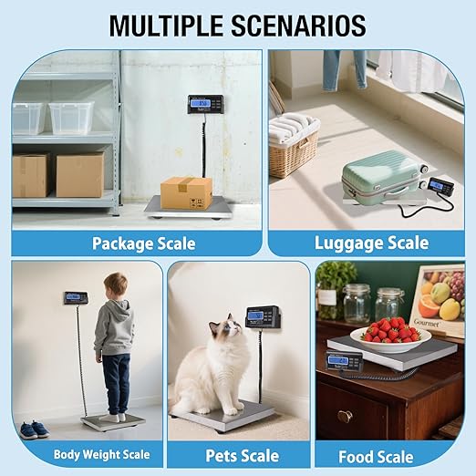 Large 440lbs Shipping Scale, 15"X 12" Platform Heavy Duty Stainless Steel Platform for Postal Industrial Floor Business Office Home Warehouse Package Luggage-DeskLoop Office