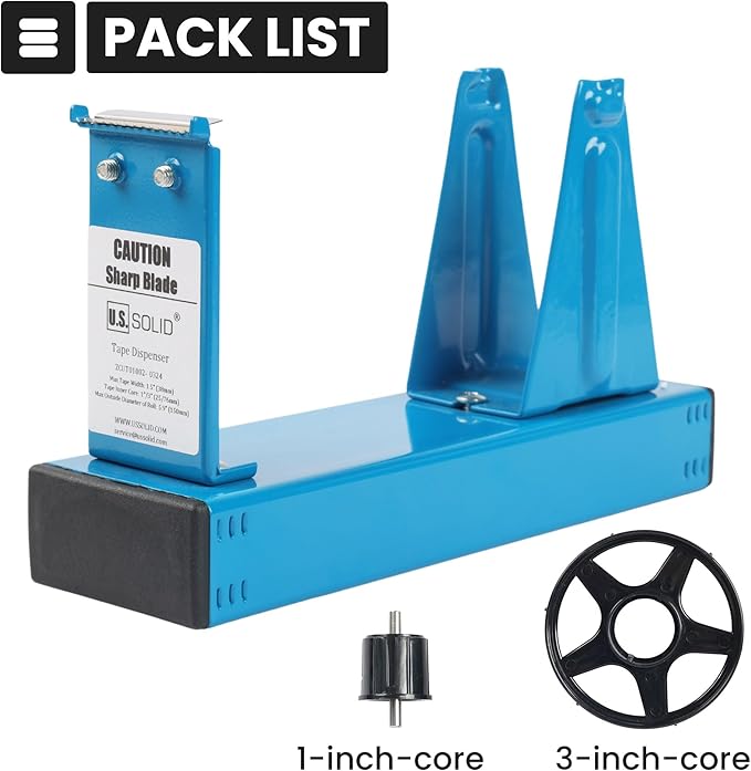 U.S. Solid Desktop Multi-Roll Tape Dispenser - 1.5 Inch Wide, 1 or 3 Inch Core, Iron, Blue-DeskLoop Office