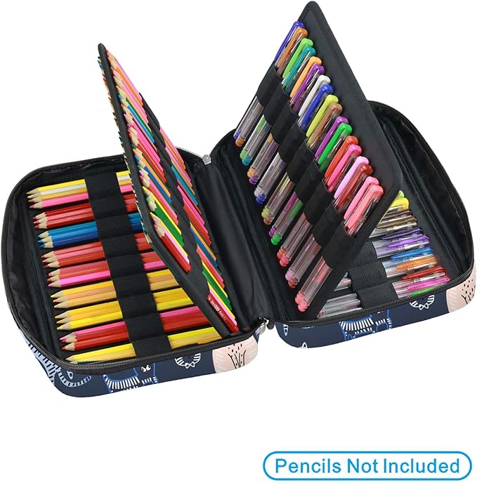 YOUSHARES Colored Pencil Case 166 Slots Pen Case Organizer with Handy Wrap & Zipper, Multilayer Holder for Prismacolor Colored Pencils & Gel Pen (Sports Cat)-DeskLoop Office