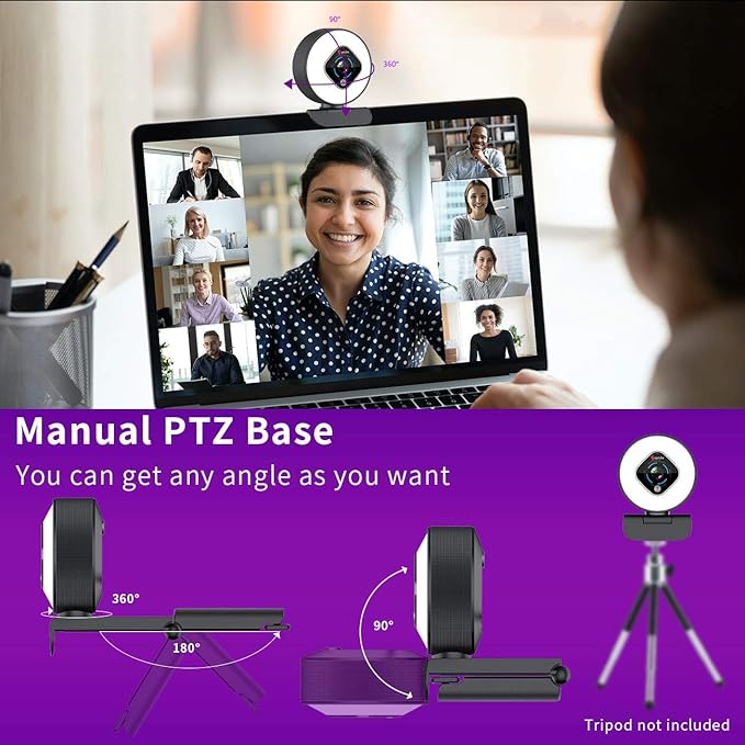 Angetube Streaming Webcam 1080P with Ring Light - HD Web Camera with Digital Zoom Autofocus for Computer PC Laptop Mac 962 USB Web Cam for Gaming Xbox Google Meet-DeskLoop Office