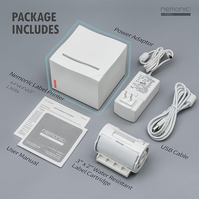 Nemonic Label Printer | Inkless Bluetooth Thermal Label Printer for Small Business | Durable Shipping Label Maker & Portable Wireless-DeskLoop Office