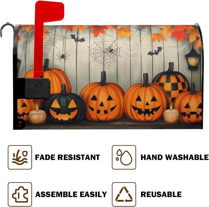 Halloween Mailbox Covers Magnetic Fall Spooky Pumpkin Mailbox Cover Standard - Image 7
