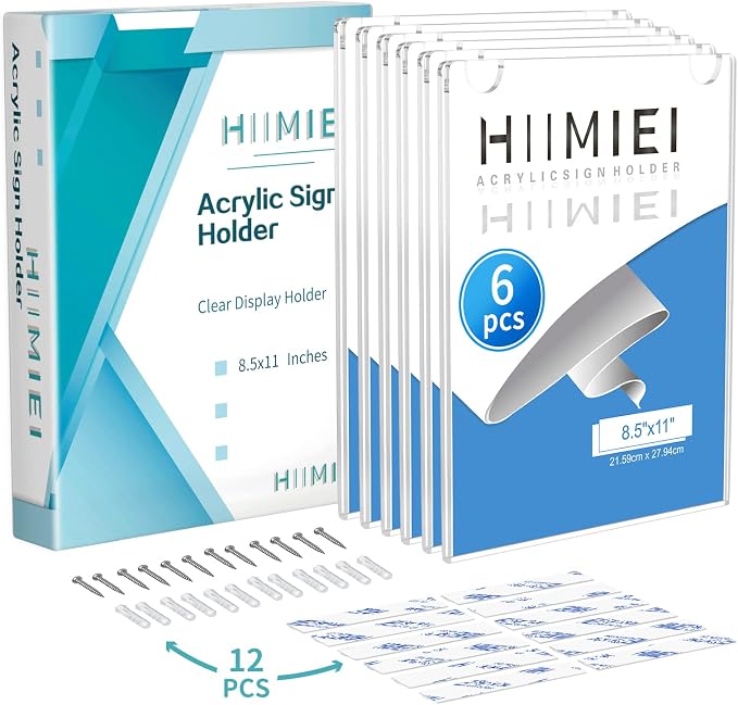HIIMIEI Wall Mount Acrylic Sign Holder 8.5'' x 11'' - Image 8