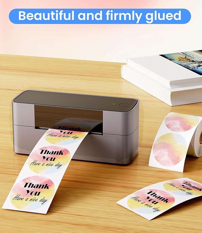 2 Inch Round Thermal Labels, 500PCS Color Thermal Sticker Label, Self-Adhesive Stickers for Small Business Supplies, DIY, Name Tag, Compatible with All Shipping Label Printer, 500 Labels/Roll-DeskLoop Office