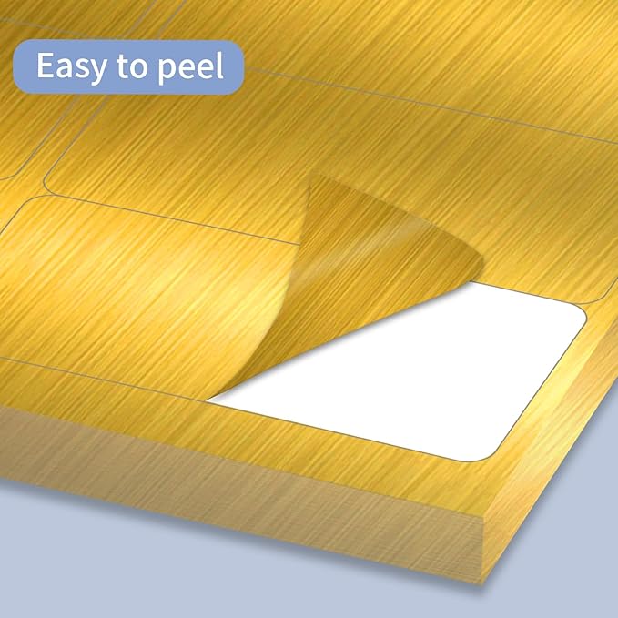 1" x 2-5/8" Address Labels- Gold Shipping Labels Stickers/Mailing Labe Stickers for Laser/Inkjet Printer, Matte- Permanent Adhesive Sticker-DeskLoop Office