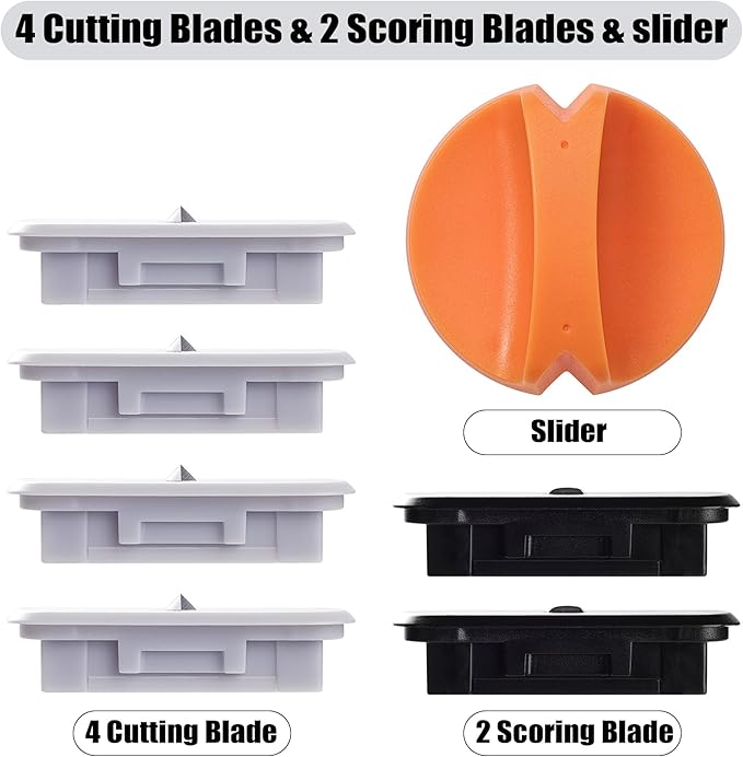 6-Pack Trimmer Replacement Blades for Fiskars Paper Trimmer, Replacement Blade for All Series of Fiskars/Portable&Precision Trimmer,Arts and Crafts,4 Cutting&2 Scoring Blades,a Slider,Orange-DeskLoop Office