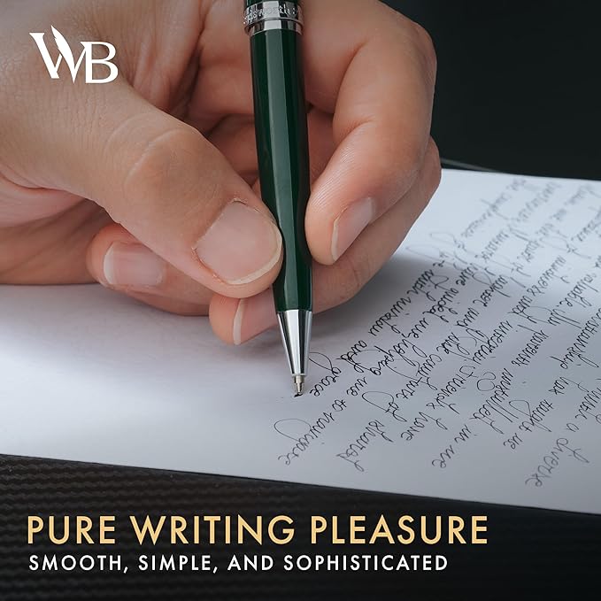 Wordsworth and Black Ballpoint Pen Green Lacquer- Stunning Luxury Pen Chrome Finish, Ink Refill, Best Gift Set for Men & Women, Refillable, Elegant, Nice Pens, Fine Point-DeskLoop Office