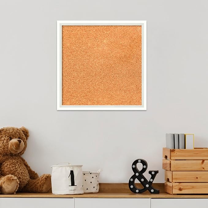 Amanti Art Natural Cork Board for Wall, 15x15 Vision Board with White Frame, Small Corkboard Office Decor for Home Organization, Modern Corkboard Pinboard to Display Items for Home Organization in-DeskLoop Office
