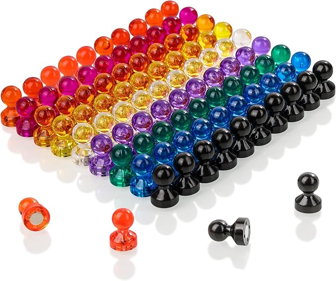 90 PCS Colorful Strong Magnetic Push Pin Magnets, 9 Assorted Color Magnetic Push Pin Magnets for Office, Classroom, Kitchen Home and School, Map Magnets, Whiteboard Magnets-DeskLoop Office