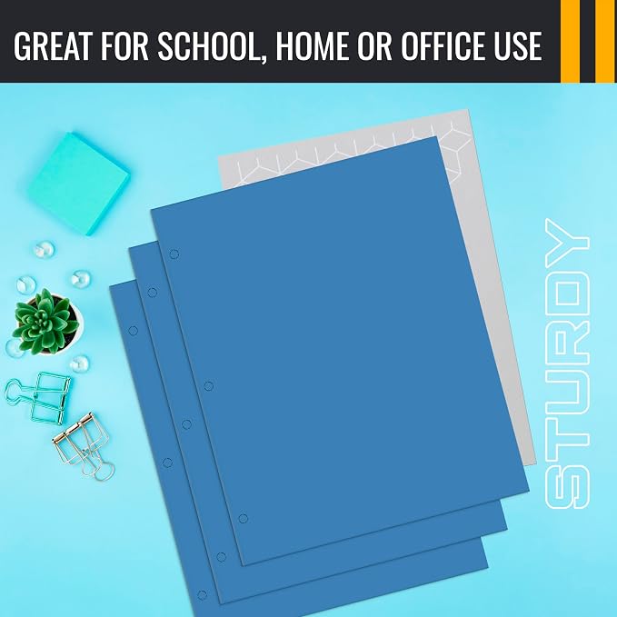 Better Office Products Blue Folders, 50 Pack Letter Size Two Pocket Folders - Image 5