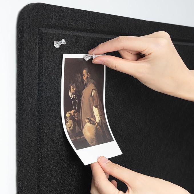 Large Bulletin Board - 48 x 36 Inches, Decorative Felt Pin Board for Wall - 4' x 3' Foldable Photo Display Board with Self-Adhesive Tape, Includes 20 Push Pins - Black-DeskLoop Office