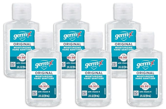 Germ-X Original Hand Sanitizer, Non-Drying Moisturizing Gel with Vitamin E, Instant and No Rinse Formula, Bulk Mini Travel Size for On-The-Go, 2 Fl Oz (Display Pack of 6)-DeskLoop Office