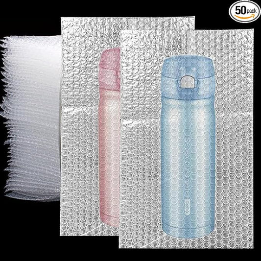 50Pcs Clear Bubble Out Bags, 10”x14” Bubble Pouches Bags for Shipping, Double Wall Bubble Cushioning Wrap Bags for Moving Packaging Storage Fragile China Dishes Electronic Item-Large Bubble Pouches-DeskLoop Office