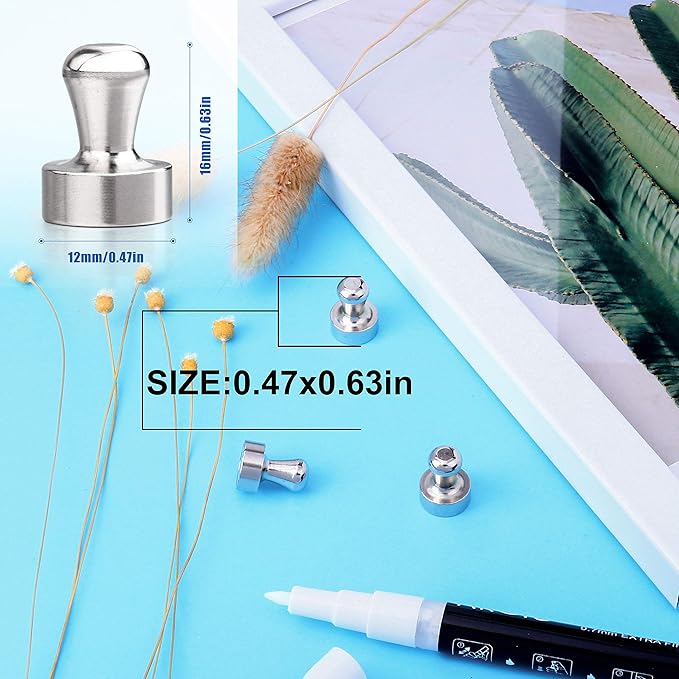 LOVIMAG 30 Pcs Refrigerator Magnets, Fridge Magnets, Strong Whiteboard Magnets, Magnetic Push Pins, Strong Metal Magnets for Fridge, Whiteboard, Office, Classroom, Map, Kitchen-DeskLoop Office