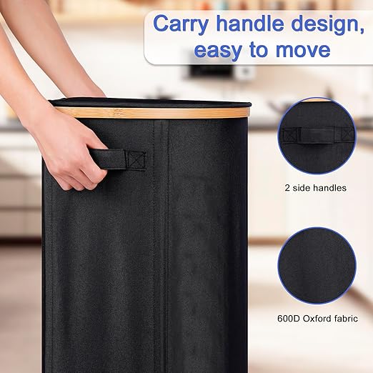 efluky Recycling Bin for Kitchen 100L, 26 Gallon Recycle Bins for Indoor Outdoor Home Use with 2 Removeable and Reusable Inner Bags, Tall Recycle bin for Bottle Can Plastice Stickers (Black)-DeskLoop Office