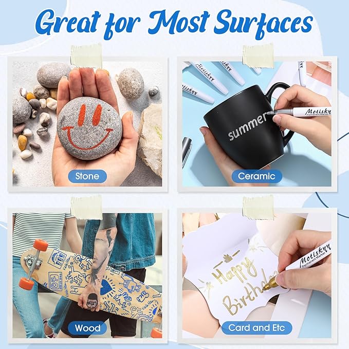 48 Pcs Metallic Permanent Markers Bulk Metallic Marker Pens Medium Tip Quick Dry Paint Pen for Classroom DIY Crafts Artist Illustration Gift Card Making(Colorful)-DeskLoop Office